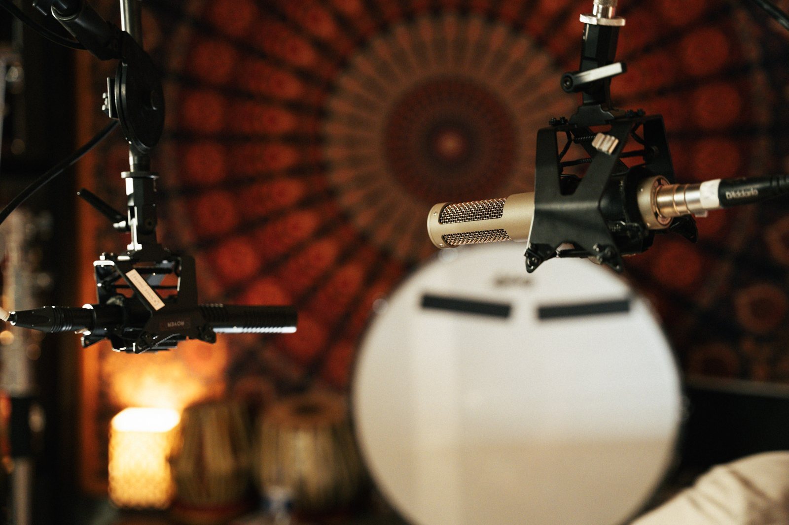 Microphones set up around the kick drum at Pentavirate Studios