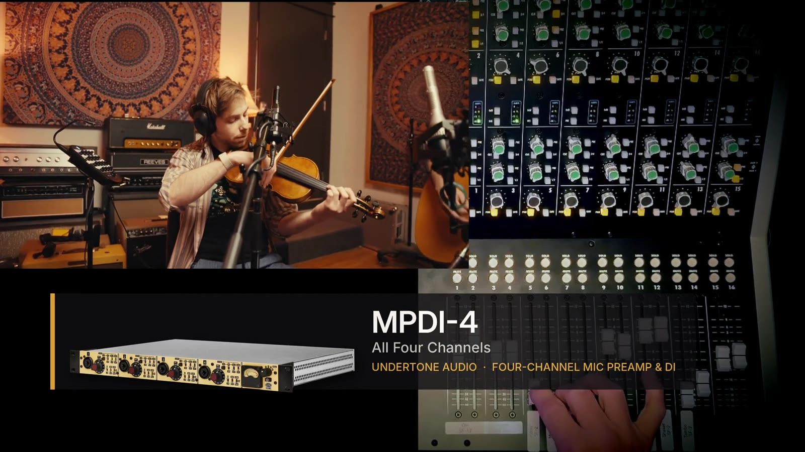 Undertone Audio MPDI-4 four-channel mic preamp in the rack at Pentavirate Studios