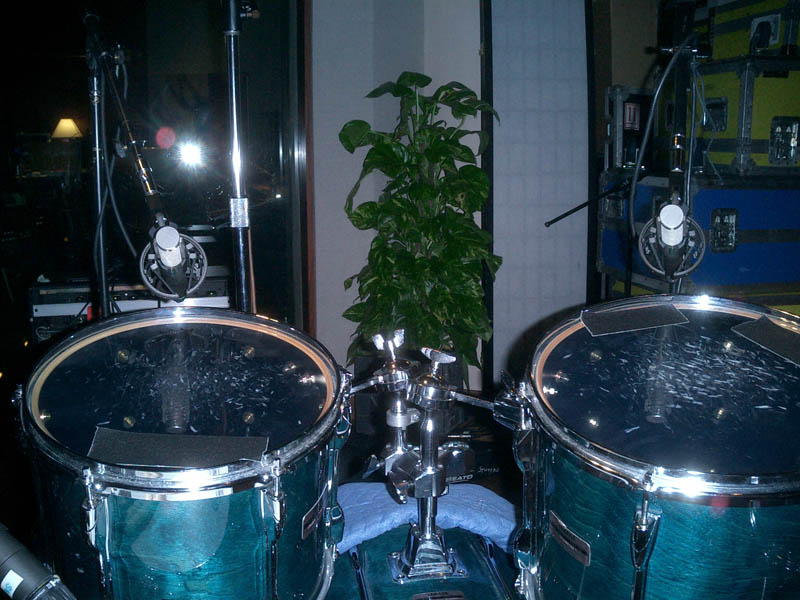Second view of Bruce Swedien’s R-121 placement on toms and hi-hat